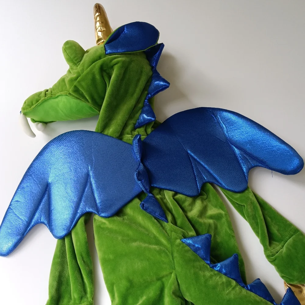 Dragon Halloween Costume Plush Velour with Stuffed Head